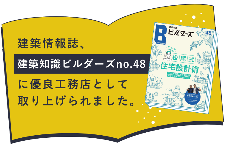 建築情報誌、建築知識ビルダーズno.48に優良工務店として取り上げられました。